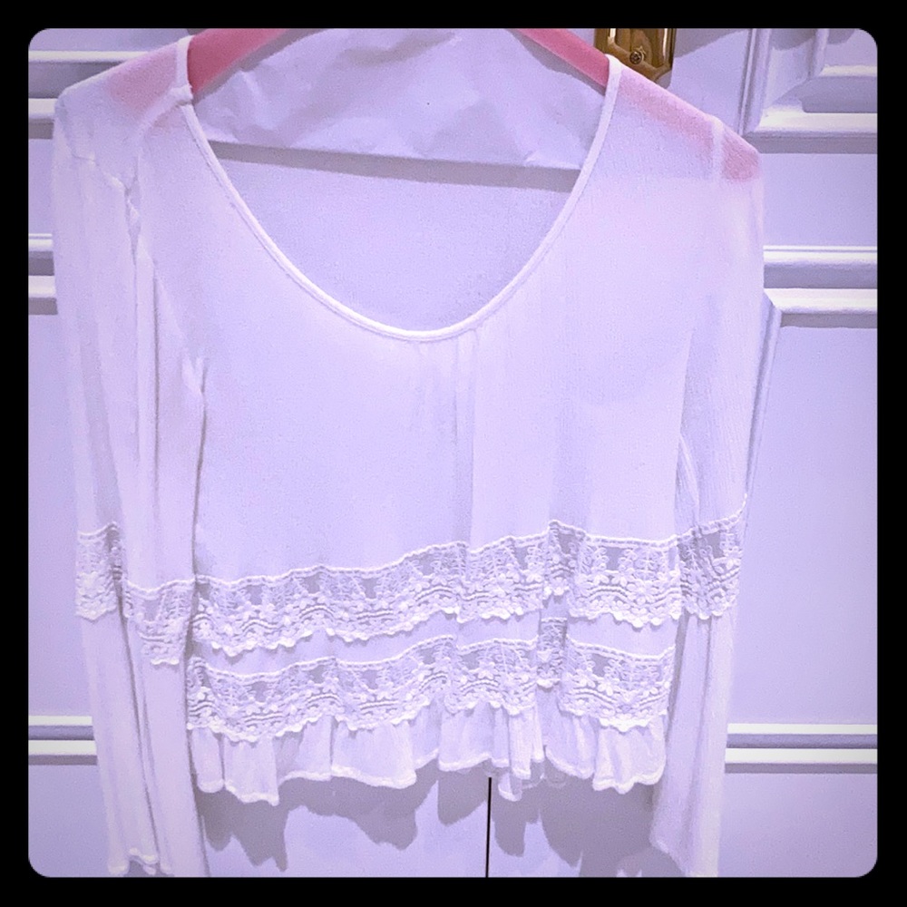 White peasant top with bell sleeves
